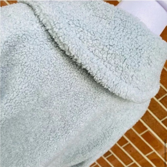 Mint Blue Double-Breasted Faux Fur Teddy Pea Coat Kensie Macy's Lined Mid-Length - Picture 7 of 12